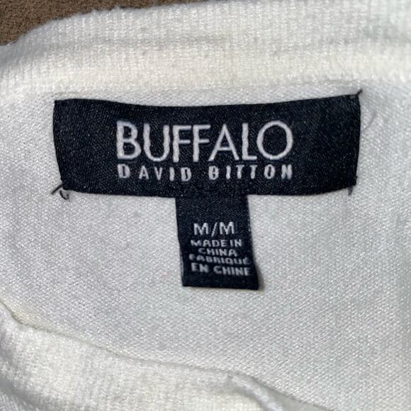 Buffalo David Bitton 3/4 Sleeve Pointelle Knit Sweater in Off White Size Medium - Picture 5 of 8